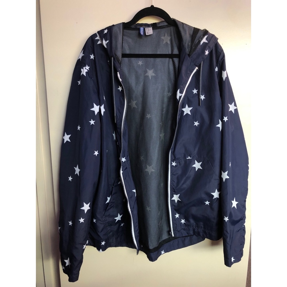 Navy Blue and White Stars Windbreaker